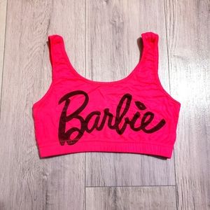 HOT PINK BARBIE CROPPED TANK / SPORTS BRA S